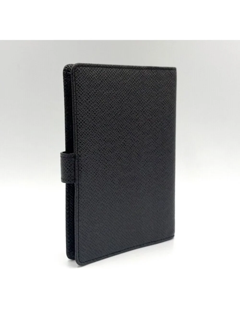 Louis Vuitton Agenda PM Taiga Leather Black Notebook Cover Silver